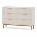 Komoda z 6 szufladami kremowa MDF i drewno bukowe