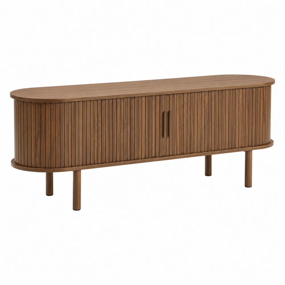 Szafka RTV owalna drewniana orzechowa 160x40x50 cm