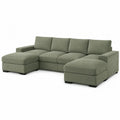Sofa narożna modułowa z zielonego sztruksu