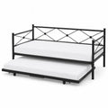 Metalowe łóżko dzienne z wysuwanym łóżkiem 90x200 cm Czarny