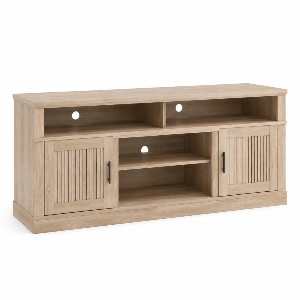 Szafka RTV drewniana z MDF i fornirem dębowym 150x40x60 cm