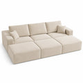 Sofa modułowa sztruks beżowy z poduszkami 300x150x85 cm