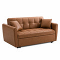 Sofa skórzana brązowa 3-osobowa rozkładana z poduszkami 200x90x85 cm
