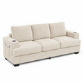 Trzyosobowa sofa z sztruksu z uchwytami na kubki