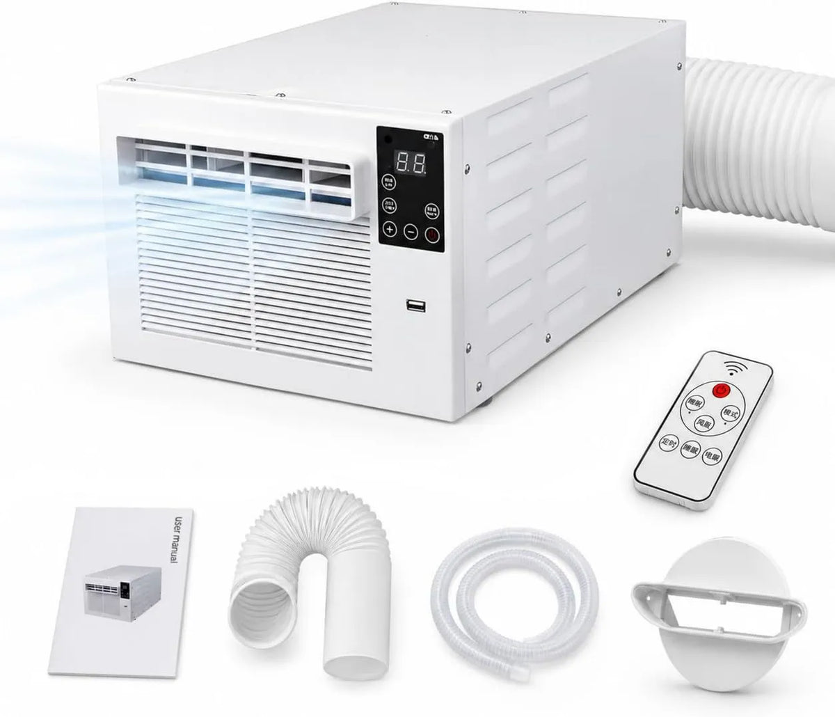 HCAUYNN klimatyzator przenośny, Klimatyzator, 750 W, 35 dB, licznik czasowy, Komórka 750 W na 4 m² z wężem wyładowczym, operacja 24, Zegar 1, 12H, Pokoje, Biura