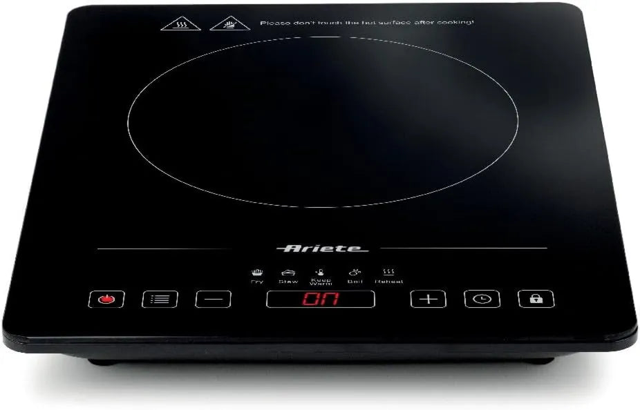 Ariete płyta grzewcza, Płyta indukcyjna, 2000 W, 5 programów, indukcyjny stół kuchenny, blokada, licznik czasu, przenośny, czarny, 10 poziomów mocy, 1997