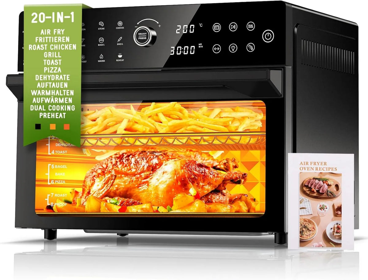 cookwise frytkownica beztłuszczowa, 30 l, 1800 W, 20 programów, dotyk, licznik, kompaktowy, 7 aneksów, 8h minutnik, 1800 W Airfryer Chaud Piekarnik bez Oil