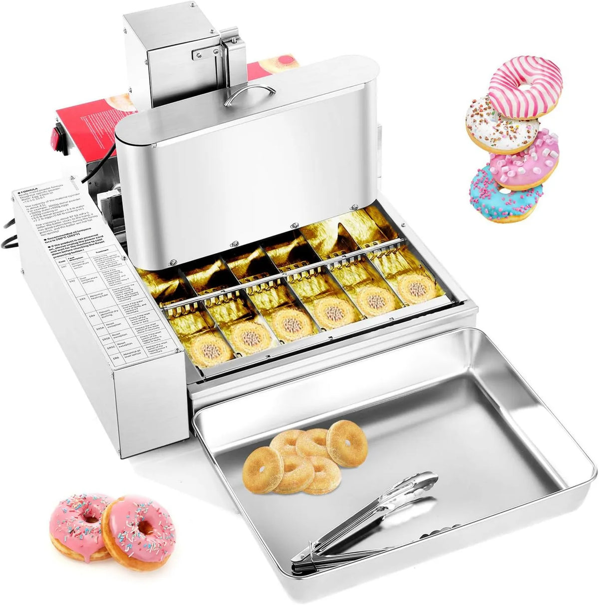 VEVOR, 360PC / h Maszyna do pączków, stal nierdzewna, 6 Ringes 360PCs/h