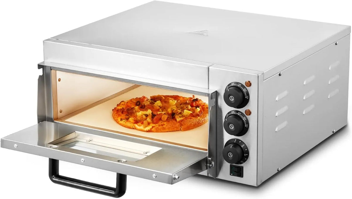 Piec do pizzy, 14 cali, 35,6 cm, VEVOR Komercyjny piec do pizzy o pojemności 14 cali, pojedynczy blat elektryczny, ze stali nierdzewnej