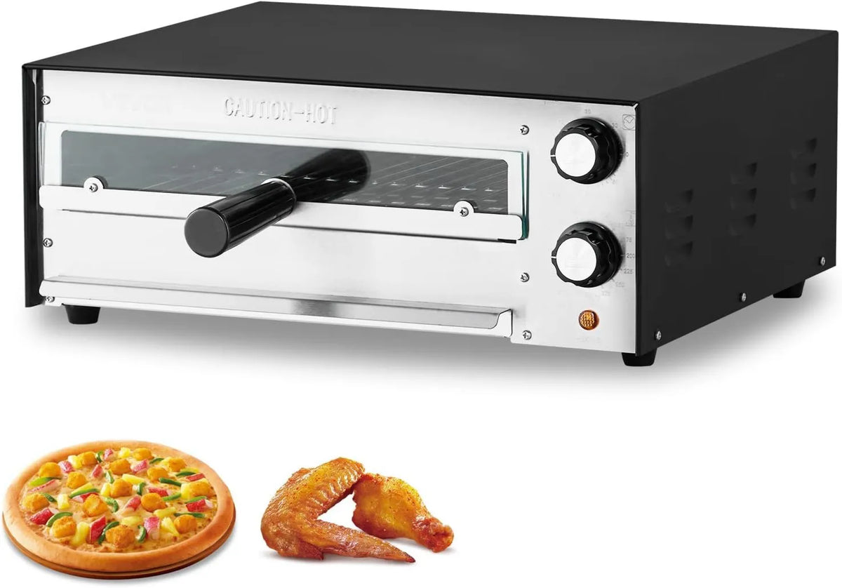 Piec do pizzy, 1450 W, 12 cali, 185 mm, 462 x 395 x 185 mm, funkcja grilla, VEVOR Elektryczny piekarnik do pizzy 12 cali, kontrola czasu i temperatury