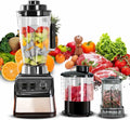 XOQUAI blender kielichowy, Mikser, 3 l, profesjonalny, stal nierdzewna, 3 doniczki i 15 regulowanych prędkości, 8 arkuszy ostrza ze stali nierdzewnej