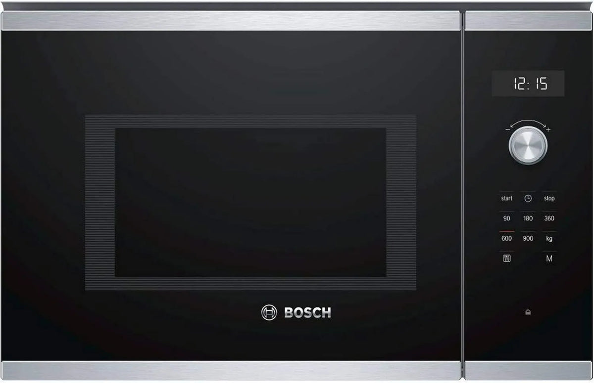 Bosch, BFL554MS0 Kuchenka mikrofalowa, 59 x 38 cm, stal nierdzewna, biały, ekran LED, zbiornik ze stali nierdzewnej, Seria 6, zintegrowane, przyciski Push- Push