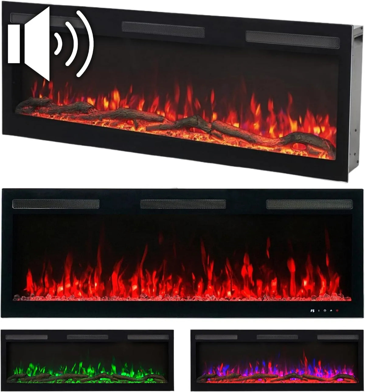AFLAMO kominek elektryczny, Elektryczny grzejnik, Wall Fireplace LED Majestic Pro 153, 153x46x13