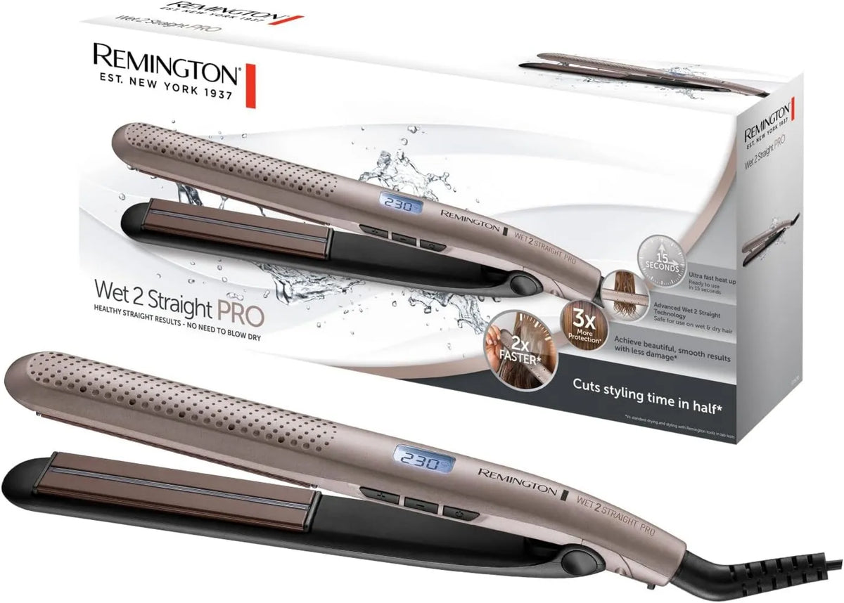 Remington prostownica do włosów, Centralny system wentylacyjny, S7970 Wet2Straight, wyświetlacz LCD