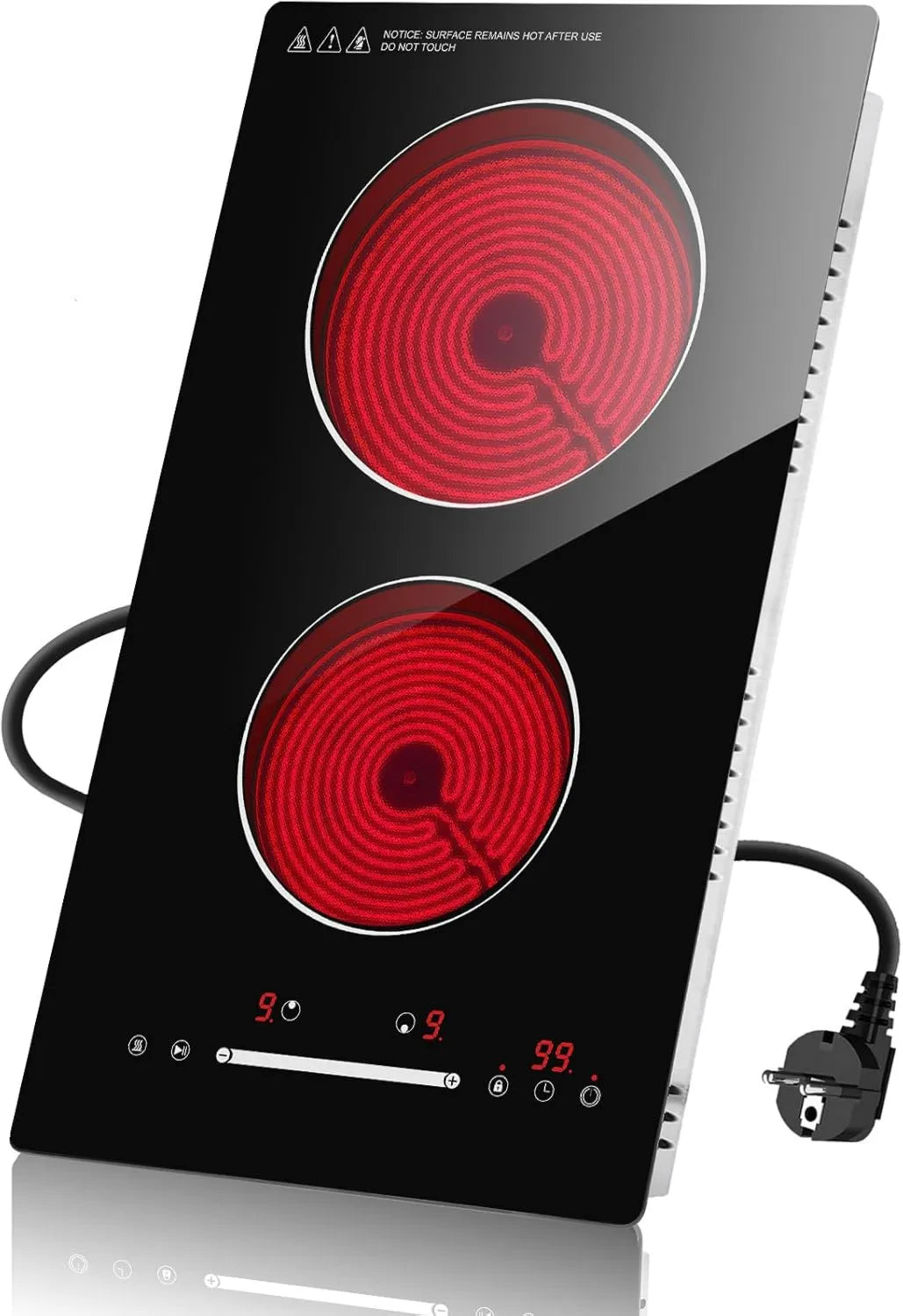 Palenisko ogrodowe, 3000 W, 30 cm, timer, sterowanie dotykowe, Alemania Płyta witroceramiczna z 2 paleniskami 3000 W, wpuszczana i możliwa 30 cm