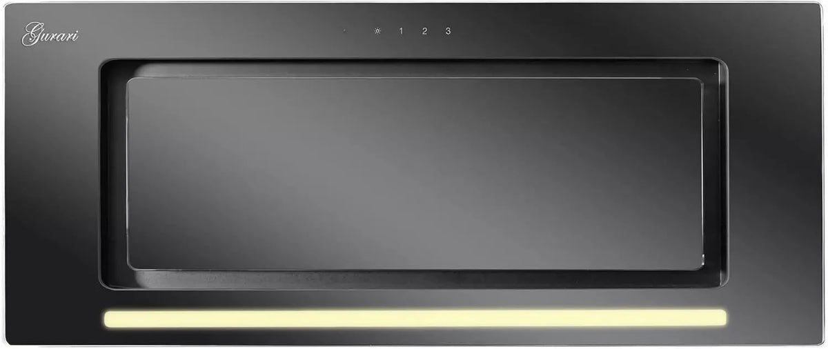 Gurari okap kuchenny, Osłona ssąca, 70 cm, 1000 m3 / h, 3 prędkości, powtarzalny, dotykowy, czarny, oświetlenie LED, wpuszczane, TouchControl, GCH 217 m3/h