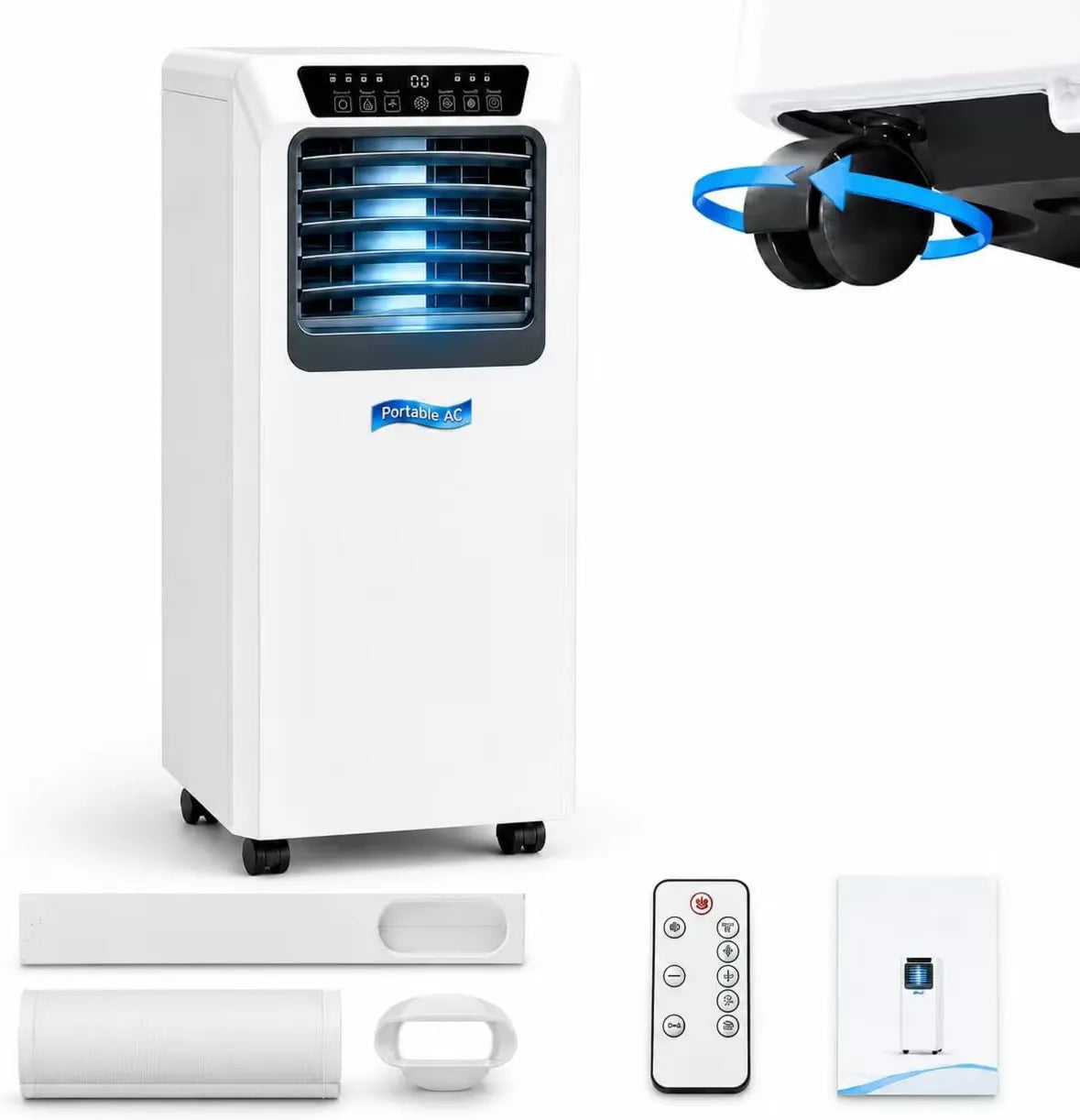 WANGYYDS klimatyzator przenośny, Klimatyzator 7000BTU, przenośne, licznik czasu, cichy, 24-godzinny zestaw czasu i okna, 3 w 1 Mobile klimatyzator z zdalnym sterowaniem i chłodzeniem powietrza