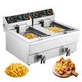 VEVOR, Koszyk elektryczny Frymaker 11 l x 2 3000 W x 2 frytkownica olejowy ze stali nierdzewnej z 2 Koszykami z frytkami Temperatura i czas Regulowany 50- 200°C