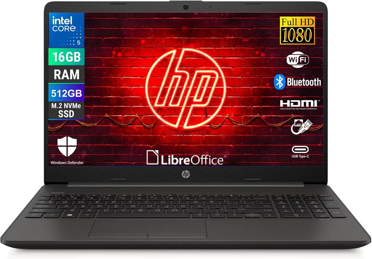 HP HP 250R RAM 16 laptop, 15,6', 1,74 kg, procesor Intel 5-120u 10 rdzeni 1,4 GHz, system Windows 11, gotowy do użycia z Libre Office