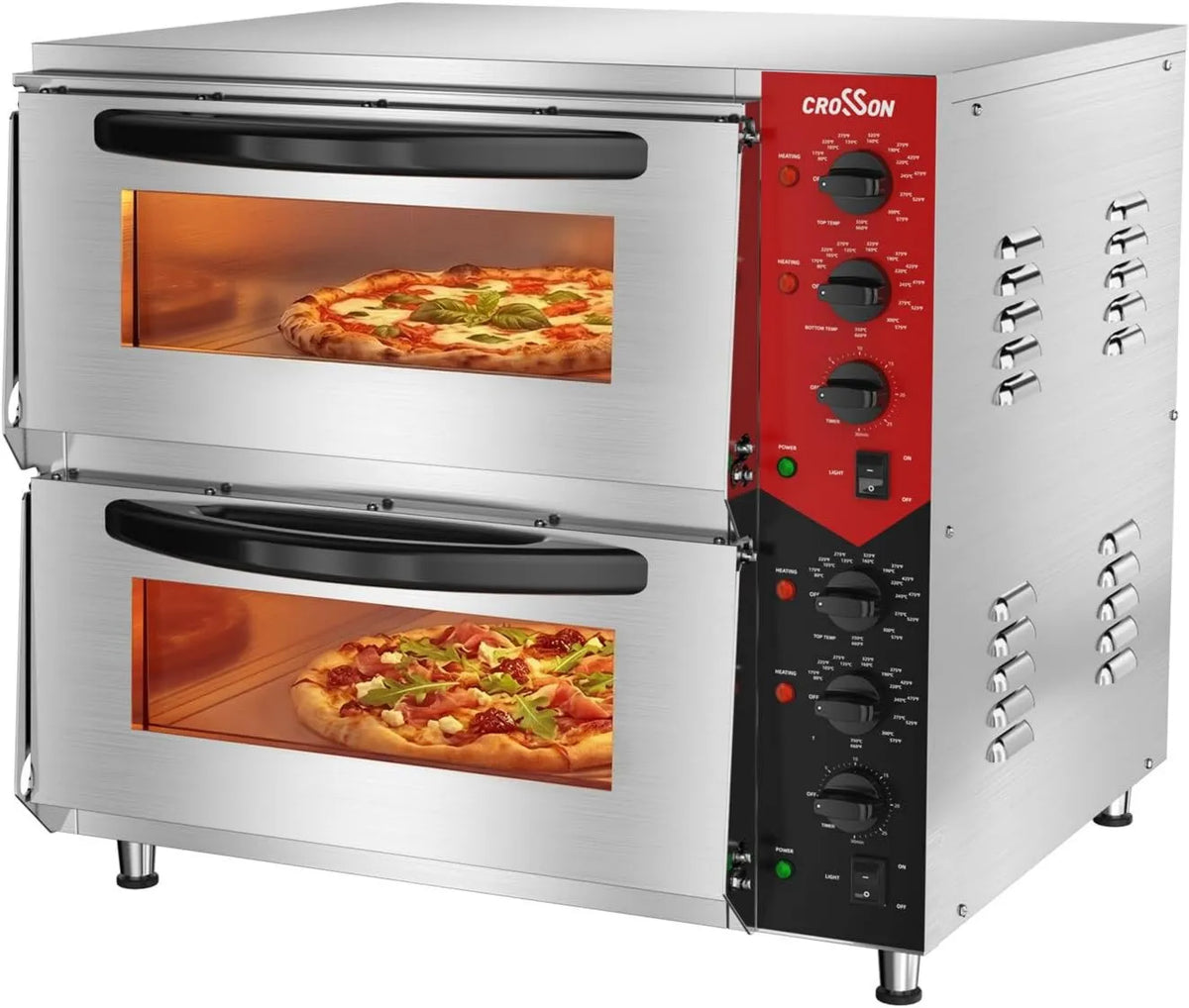 crosson piec do pizzy, Pizza piekarnik elektryczny, 50 × 50 CM, 6000 W, minutnik, profesjonalny, restauracja, Temperatura do 350°C, 30 min minutnik do wnętrza