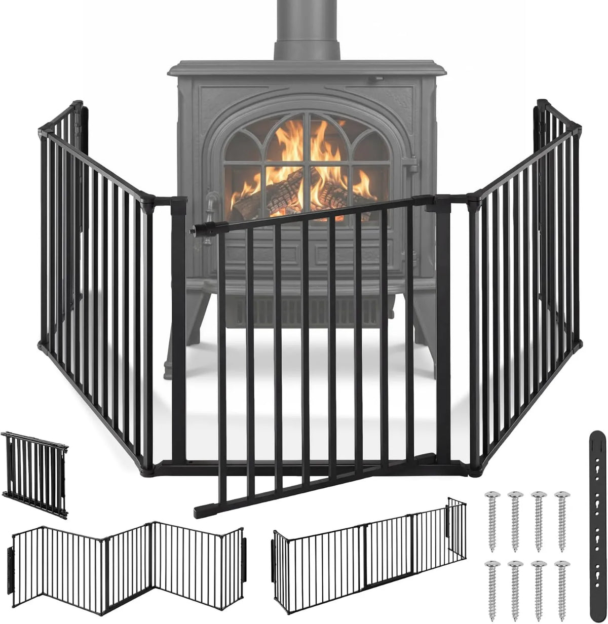 tectake, Czarny, ® Bezpieczny ogrodzenie Barierowe Firereplacement 290 cm dla dziecka Kot Firewall Baby Schody Barrier Cage Firewall Grid
