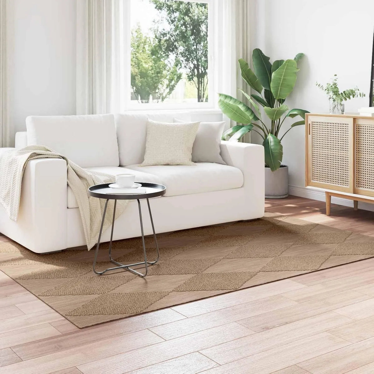 Runheo, Elektryczny grzejnik, naturalny prostokątny dywan 230 x 160 cm w poliestrze, AGIRA, dekoracja salonu