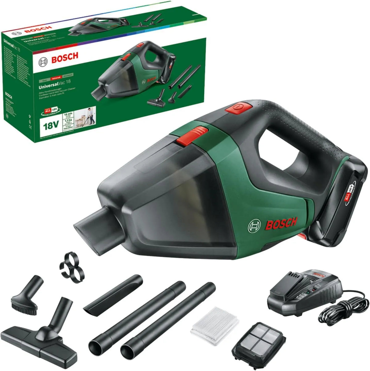 Bosch 06033B9103, Home and Garden UniversalVac 18 Handstaubsauger 18 V inkl. Akku