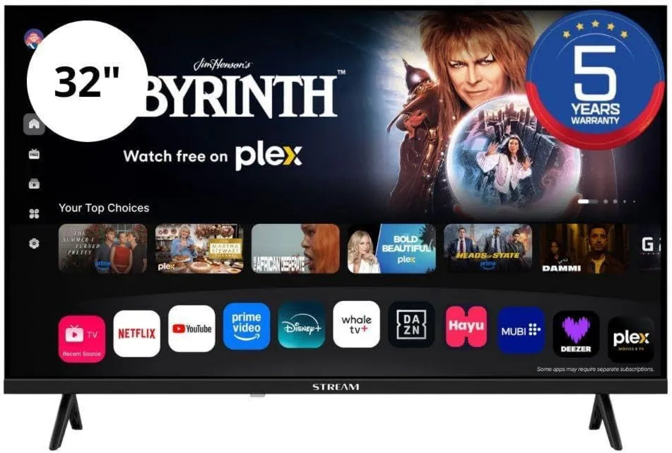 Stream System, Google S32HWKA1 Smart TV, TV, potrójny tuner DVB- T2, S2, WiFi, bez ramki, 5 lat gwarancji, HD Ready, System strumieniowy - Inteligentny telewizor dla wielorybów 32 DVB-T2