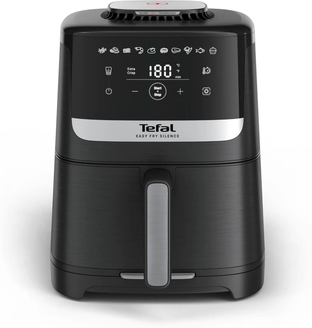 Tefal frytkownica beztłuszczowa, EY5528E0 Frytkownica powietrza, 5 l, grill, cichy, czarny, do 99% mniej tłuszczu, Easy Fry Silence, 5 l pojemności