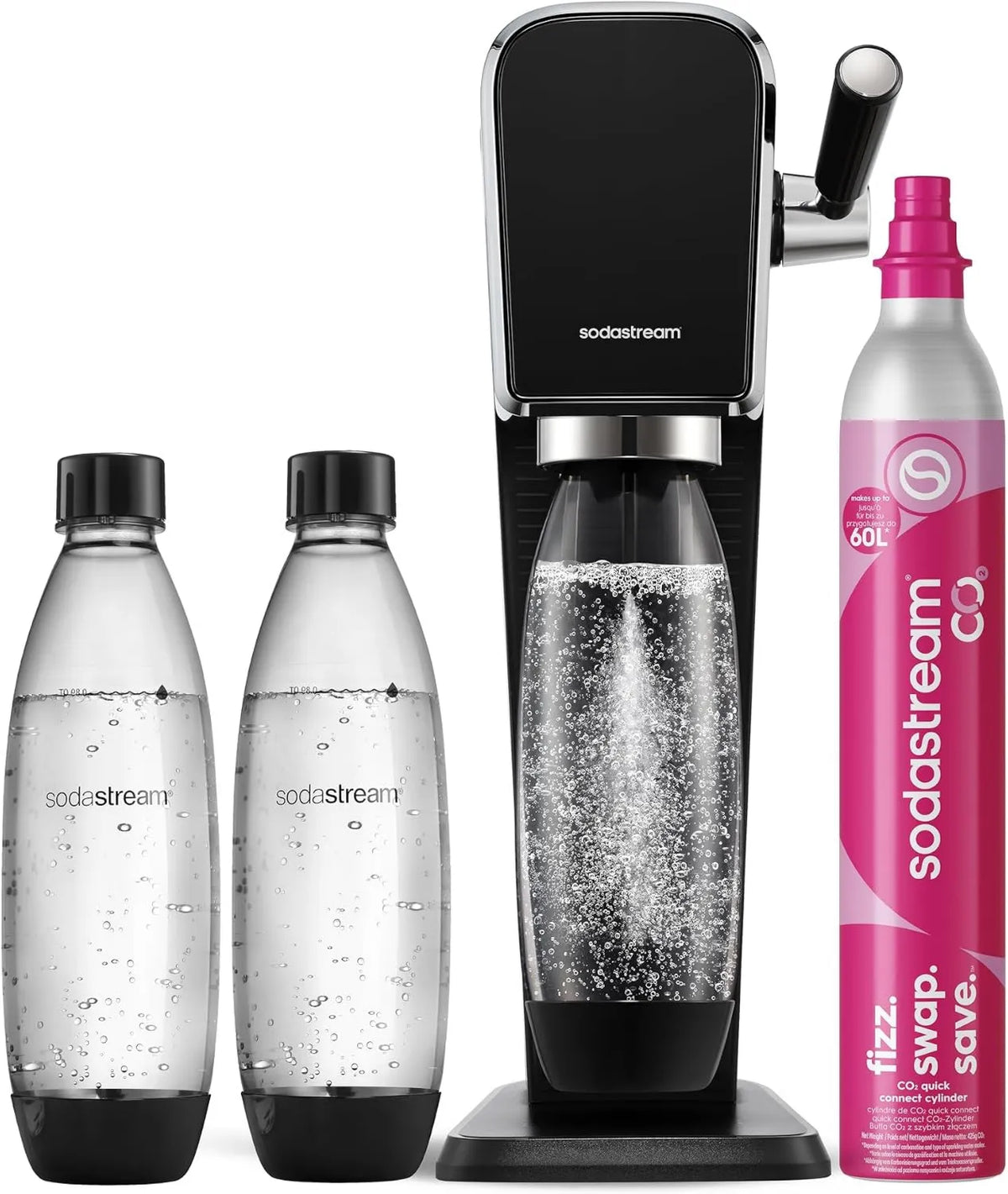 sodastream, Zmywarka, 1 l, 3 butelki, płyta IPS, zmywarka do naczyń, Art Sparkling generator wody i Soda