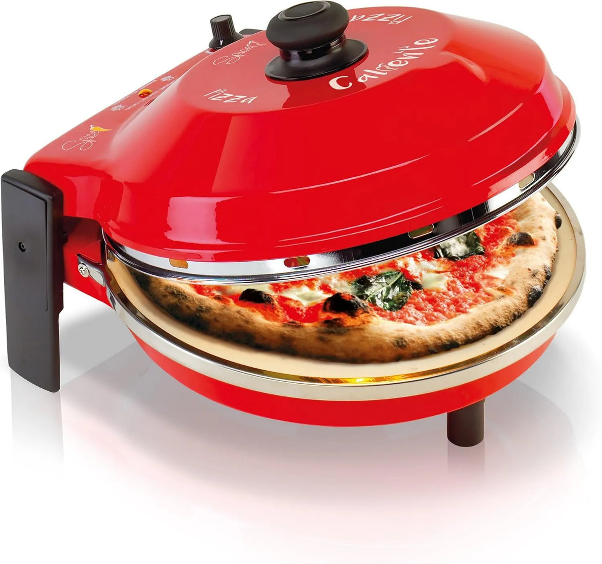 Piekarnik elektryczny, 32 cm, 5 min, 1200 W, Piekarnik Pizza Caliente z kamieniem szamotowym 32 cm i oporem koła