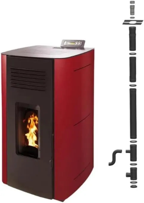EMAFLAM, Naczynie kuchenne ELIO 13, 13 kW, IP65, naczynia kuchenne, Pakiet Hydrauliczny piec granulowany kW Waterproof + Pionowy zestaw montażowy 80 / 125