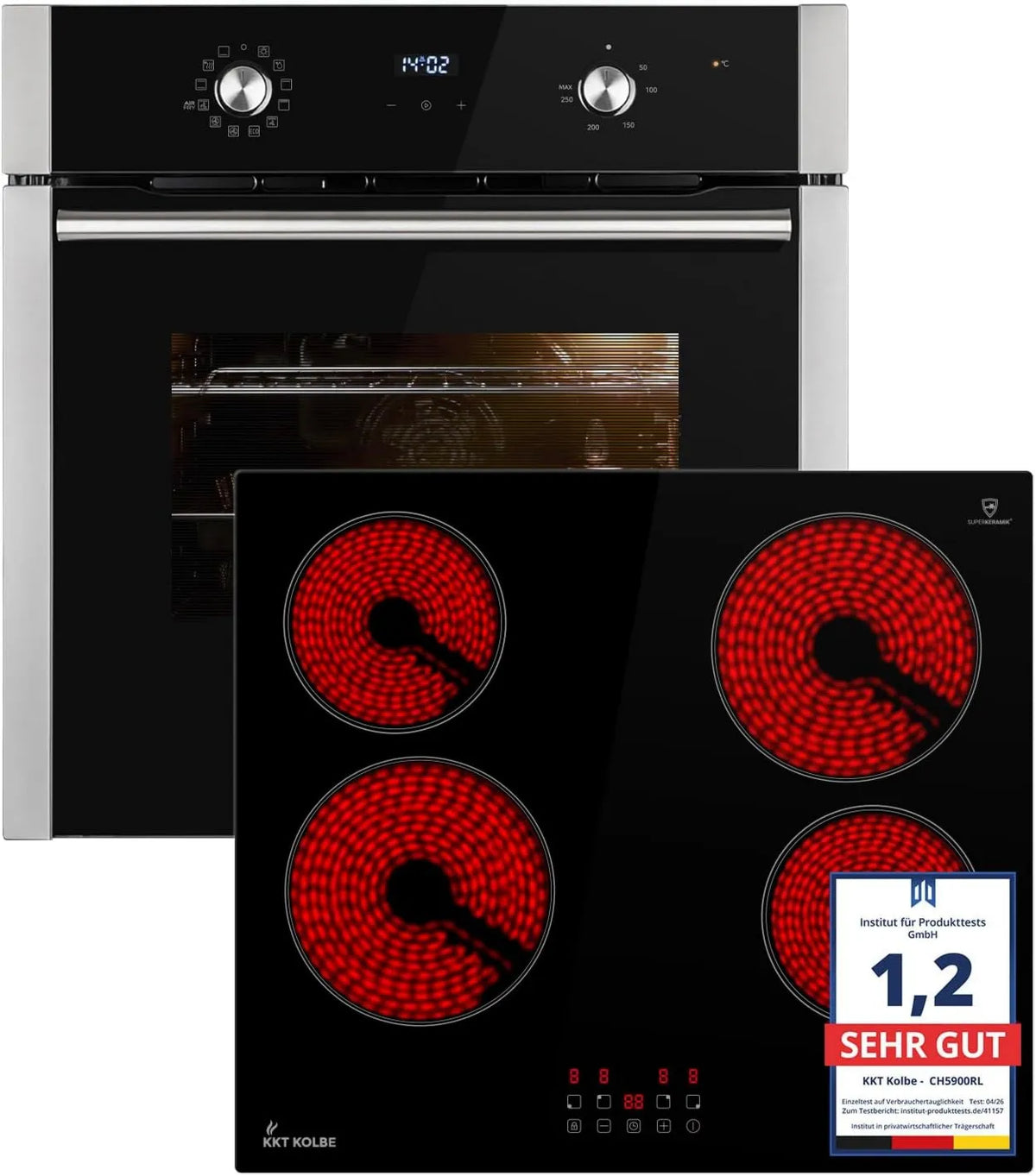 KKT KOLBE piekarnik do zabudowy, Gotowanie z piekarnikiem BO8810SS CH5900RL, 60 cm, do zabudowy, licznik, samodzielny stojak, płyta kuchenna 59 cm, Grill, Zestaw kuchenny